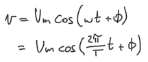 Alternating Voltage General Equation with Angular Frequency Expanded 